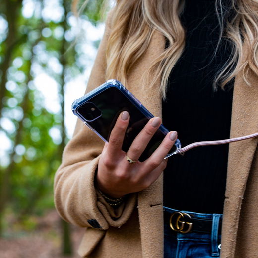 Apple iPhone 11 Pro Hoesje Back Cover met Koord Roze Goud afbeelding 6