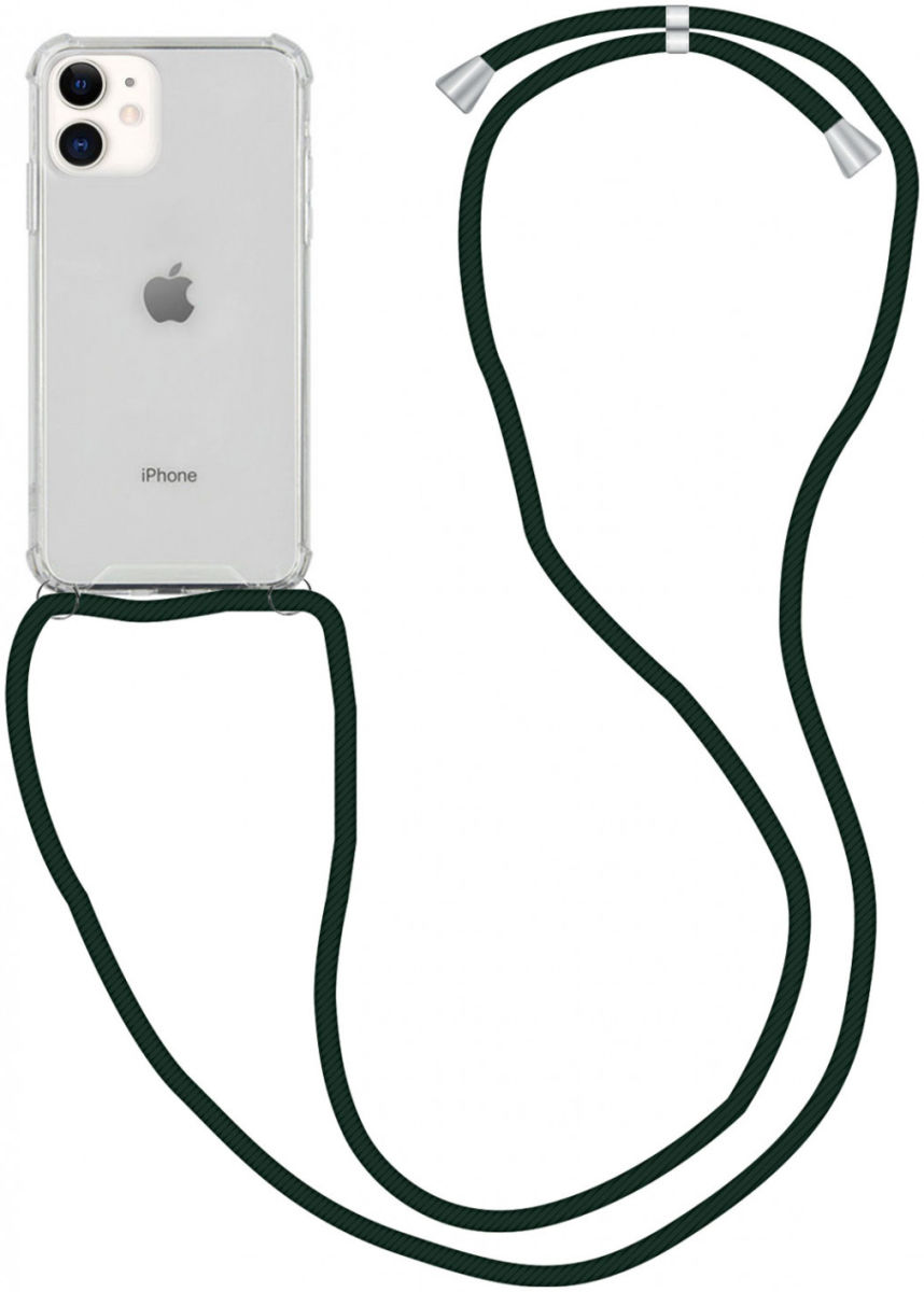 Apple iPhone 11 Hoesje Transparante Back Cover met Zwart Koord afbeelding 1