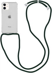 Apple iPhone 11 Hoesje Transparante Back Cover met Zwart Koord afbeelding