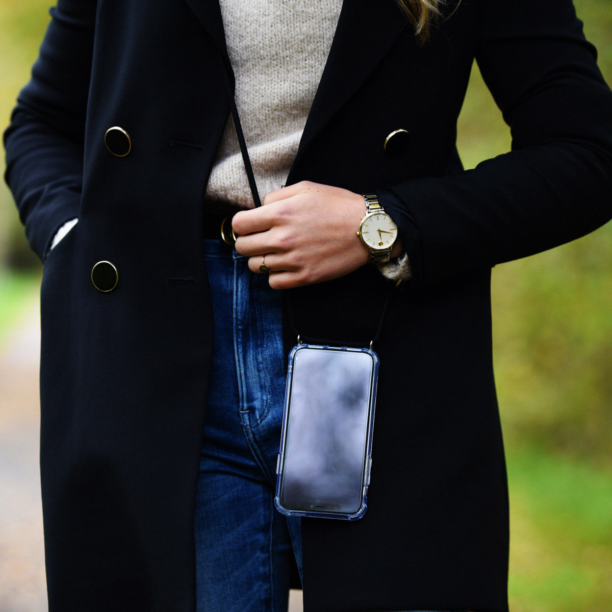 Apple iPhone 11 Hoesje Transparante Back Cover met Zwart Koord afbeelding 13