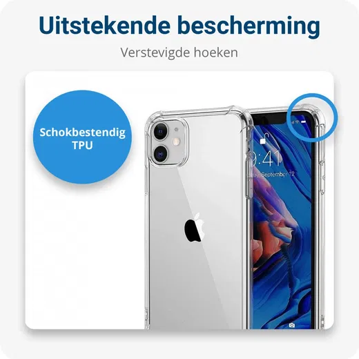 Apple iPhone 11 Hoesje Transparante Back Cover met Zwart Koord afbeelding 2
