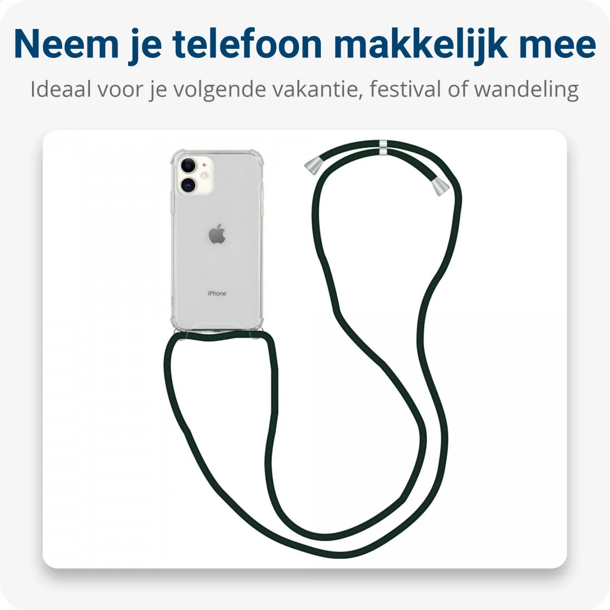 Apple iPhone 11 Hoesje Transparante Back Cover met Zwart Koord afbeelding 3