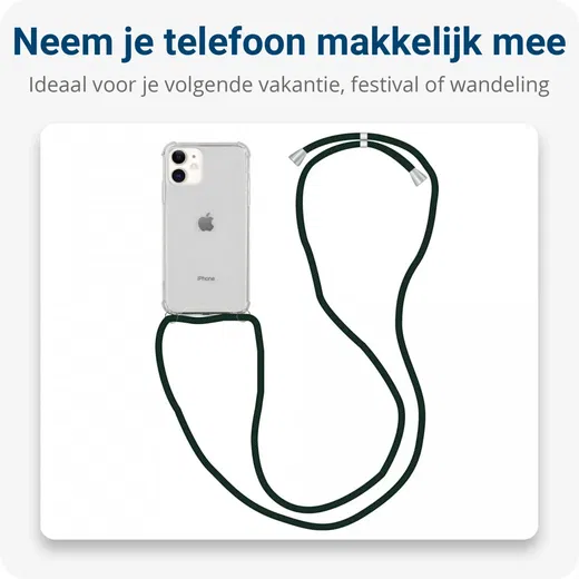 Apple iPhone 11 Hoesje Transparante Back Cover met Zwart Koord afbeelding 3