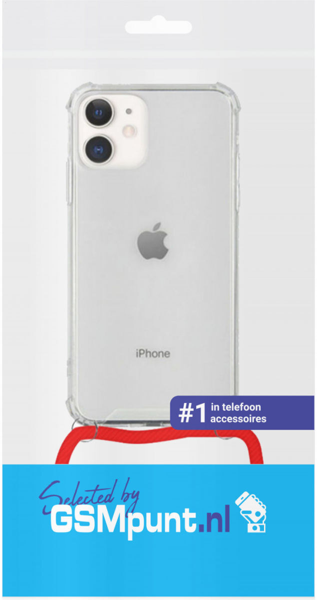 Apple iPhone 11 Hoesje Transparante Back Cover met Rood Koord afbeelding 12