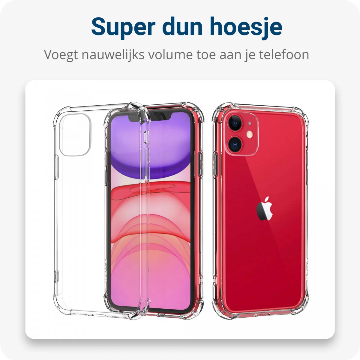 Apple iPhone 11 Hoesje Transparante Back Cover met Rood Koord afbeelding 5