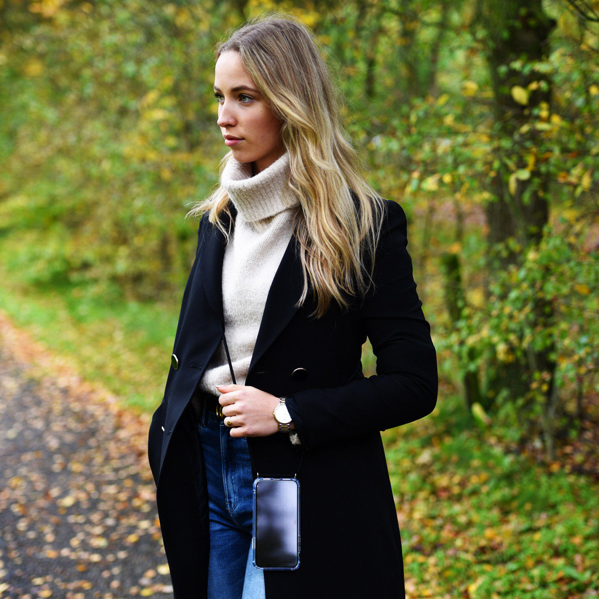 Apple iPhone 12 Mini Hoesje Back Cover met Koord Zwart afbeelding 4