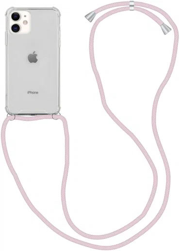 Apple iPhone 12 Mini Hoesje Back Cover met Koord Roze Goud afbeelding 1