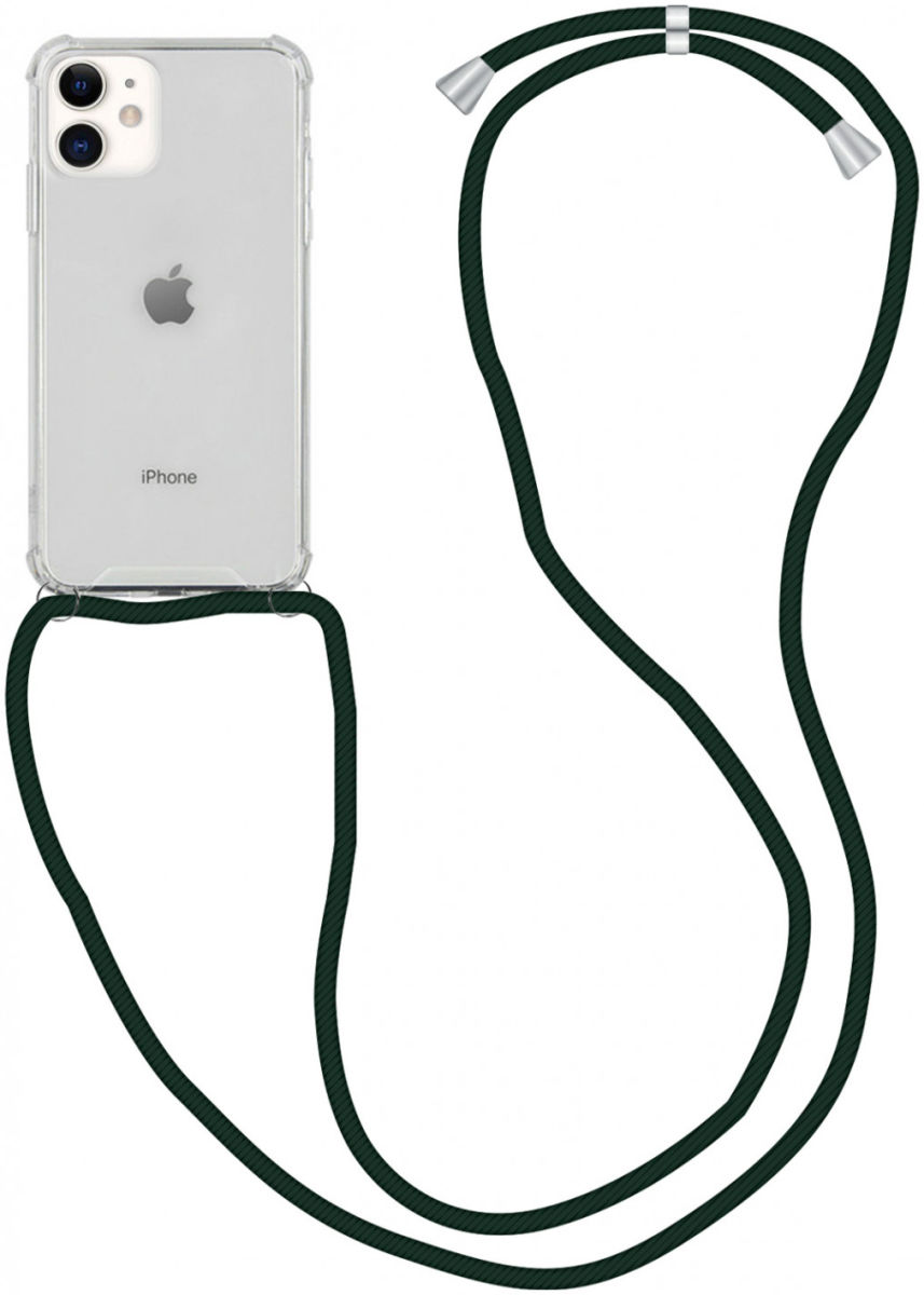 Apple iPhone 12 / 12 Pro Hoesje Back Cover met Koord Zwart afbeelding 1