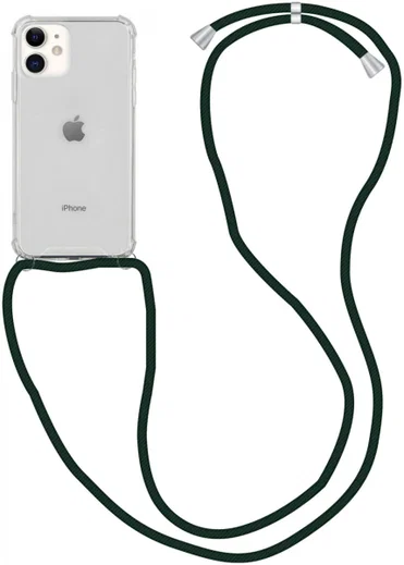 Apple iPhone 12 / 12 Pro Hoesje Back Cover met Koord Zwart afbeelding 1