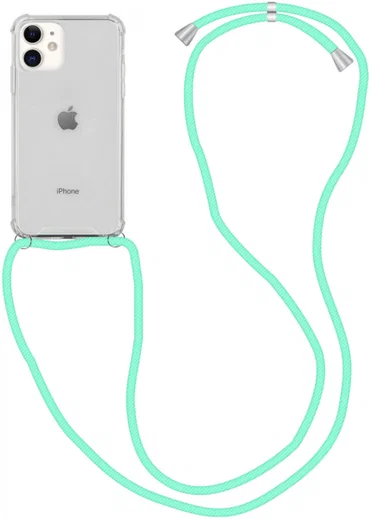 Apple iPhone 12 / 12 Pro Hoesje Back Cover met Koord Mint Groen afbeelding 1