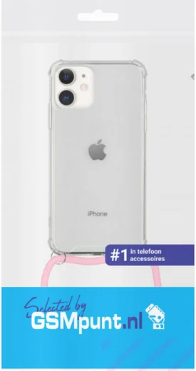 Apple iPhone 12 / 12 Pro Hoesje Back Cover met Koord Roze afbeelding 2