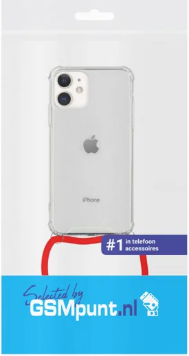 Apple iPhone 12 / 12 Pro Hoesje Back Cover met Koord Rood afbeelding 2