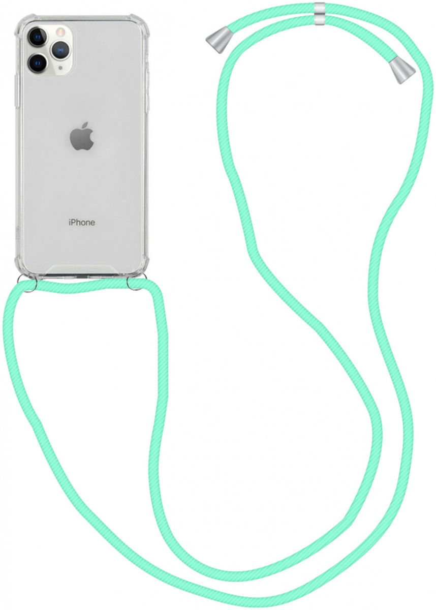 Apple iPhone 12 Pro Max  Hoesje Back Cover met Koord Mint Groen afbeelding 1