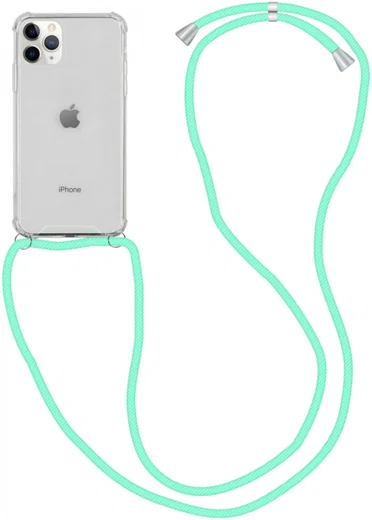 Apple iPhone 12 Pro Max  Hoesje Back Cover met Koord Mint Groen afbeelding 1