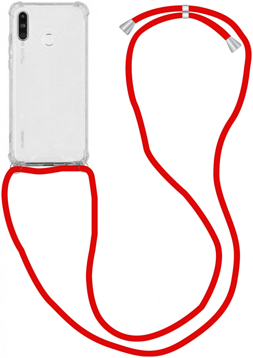 Huawei P30 Lite Hoesje Back Cover met Koord Rood afbeelding 1