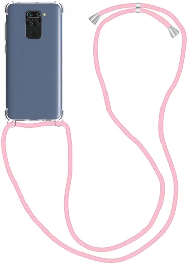 Xiaomi Redmi Note 9S / 9 Pro Hoesje Back Cover met Koord Roze afbeelding 1