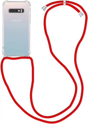 Samsung Galaxy S10 Hoesje Back Cover met Koord Rood afbeelding 1