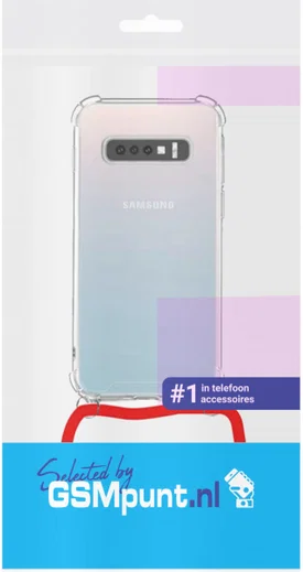 Samsung Galaxy S10 Hoesje Back Cover met Koord Rood afbeelding 2