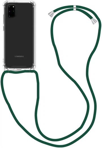 Samsung Galaxy S20 Plus Hoesje Back Cover met Koord Donker Groen afbeelding 1