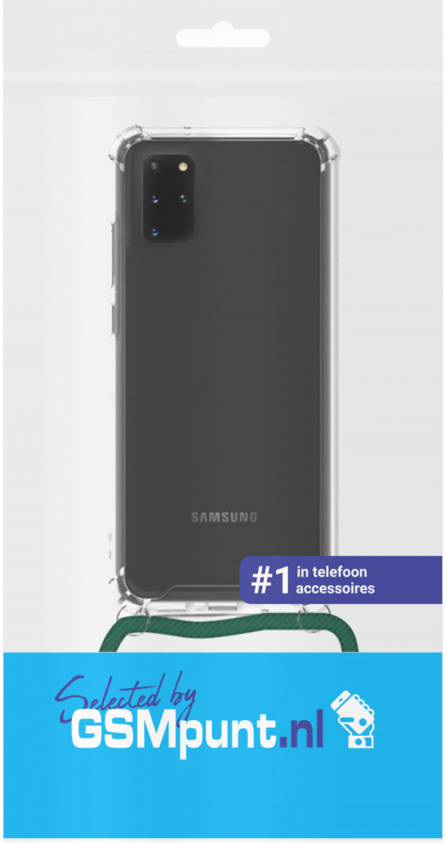 Samsung Galaxy S20 Plus Hoesje Back Cover met Koord Donker Groen afbeelding 3