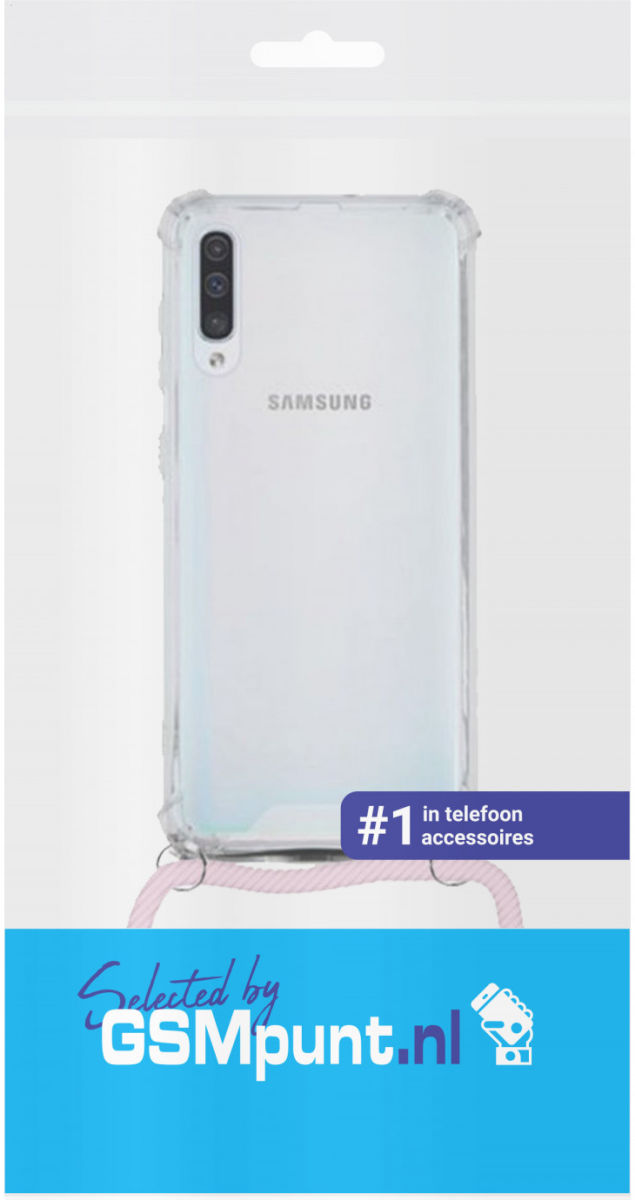Samsung Galaxy A50 Hoesje Back Cover met Koord Roze Goud afbeelding 3