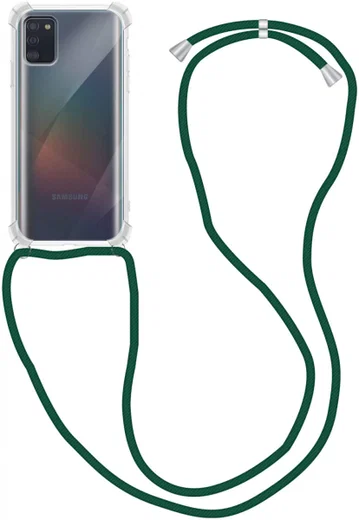 Samsung Galaxy A41 Hoesje Back Cover met Koord Donker Groen afbeelding 1