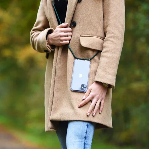 Samsung Galaxy A41 Hoesje Back Cover met Koord Donker Groen afbeelding 6