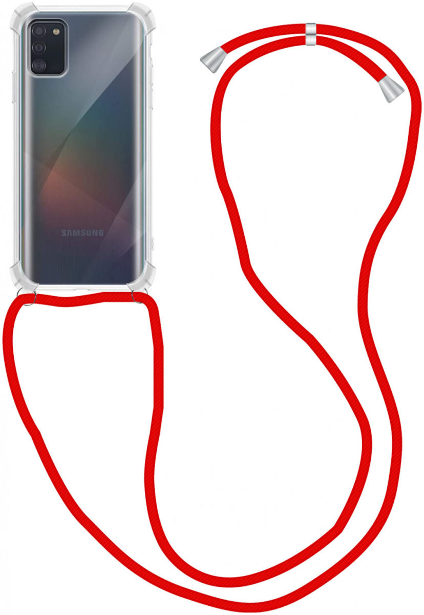 Samsung Galaxy A41 Hoesje Back Cover met Koord Rood afbeelding 1