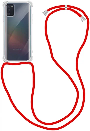 Samsung Galaxy A41 Hoesje Back Cover met Koord Rood afbeelding 1