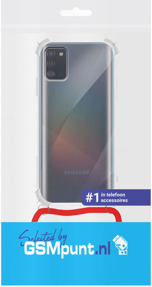 Samsung Galaxy A41 Hoesje Back Cover met Koord Rood afbeelding 3