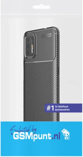 Motorola Moto G9 Plus Hoesje Siliconen Carbon Back Cover Zwart afbeelding 2