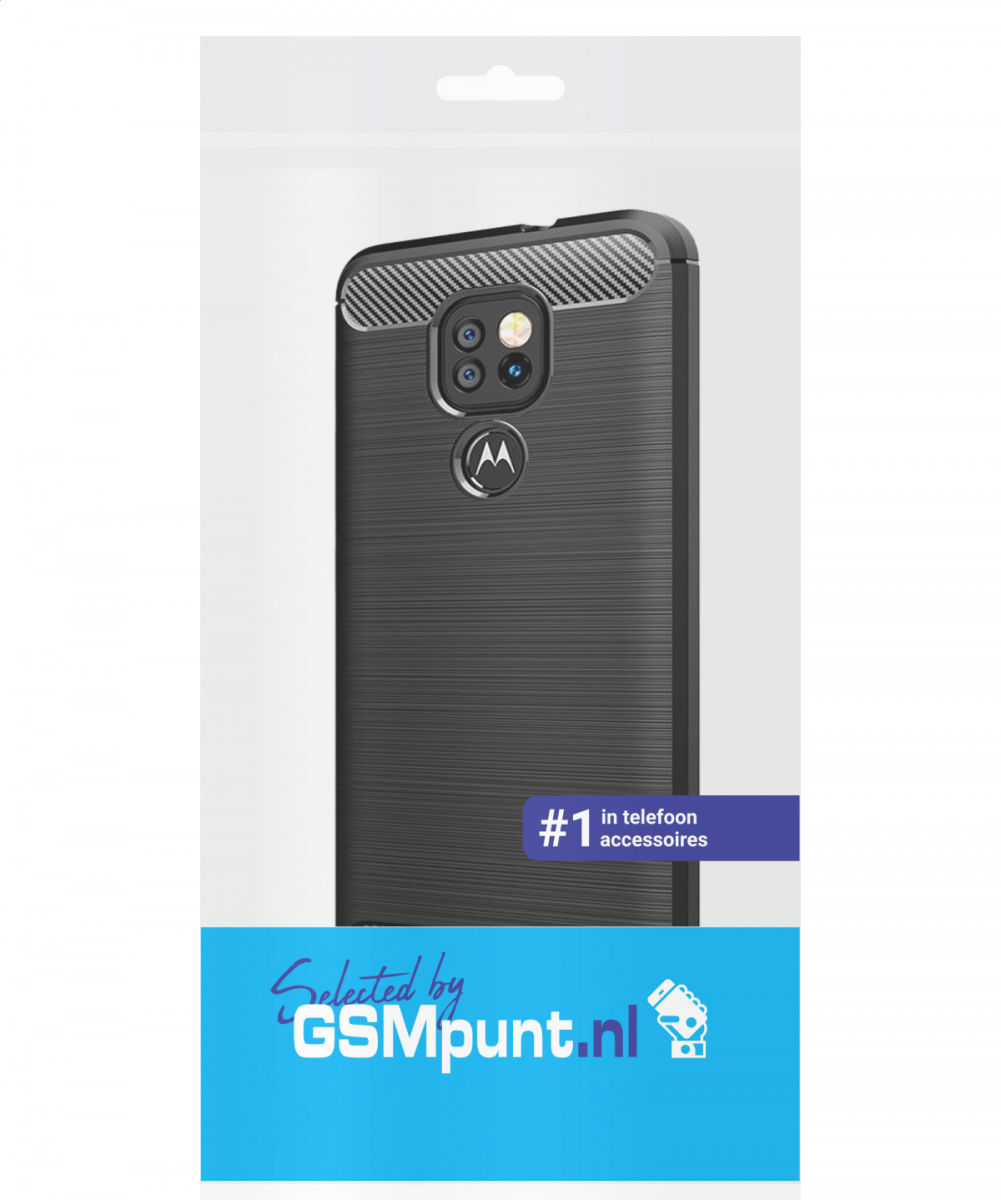 Motorola Moto G9 Play / Moto E7 Plus Siliconen Carbon Hoesje Zwart afbeelding 2