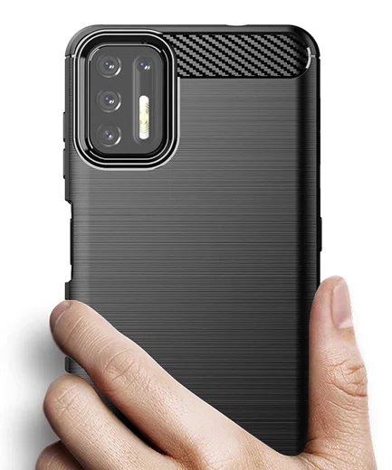 Motorola Moto G9 Plus Hoesje Geborsteld TPU Zwart afbeelding 2