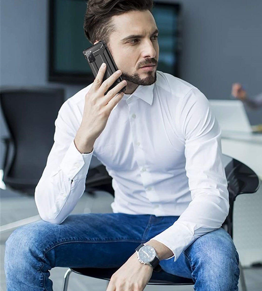 Samsung Galaxy S20 FE Hoesje Shock Proof Hybride Backcover Zwart afbeelding 5