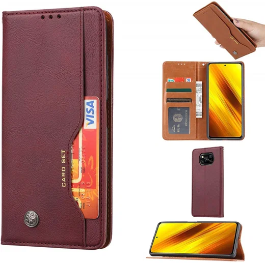 Xiaomi Poco X3/X3 Pro Hoesje Portemonnee Book Case Kunstleer Bordeaux afbeelding 5