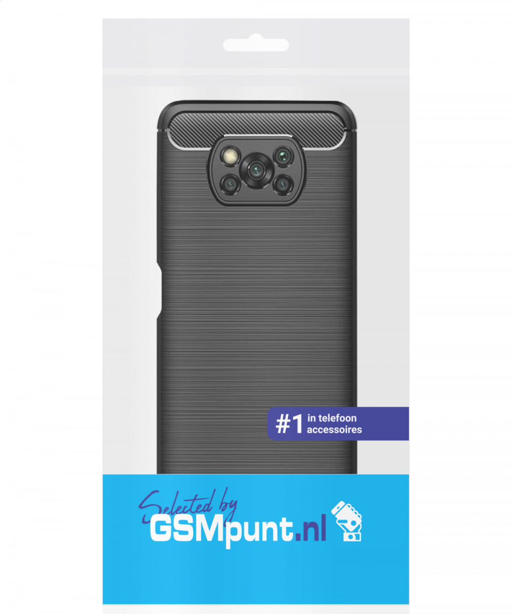 Xiaomi Poco X3/X3 Pro Hoesje Geborsteld TPU Flexibele Back Cover Zwart afbeelding 2