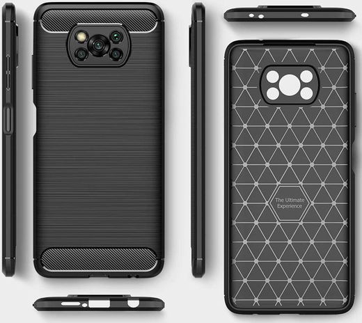 Xiaomi Poco X3/X3 Pro Hoesje Geborsteld TPU Flexibele Back Cover Zwart afbeelding 4