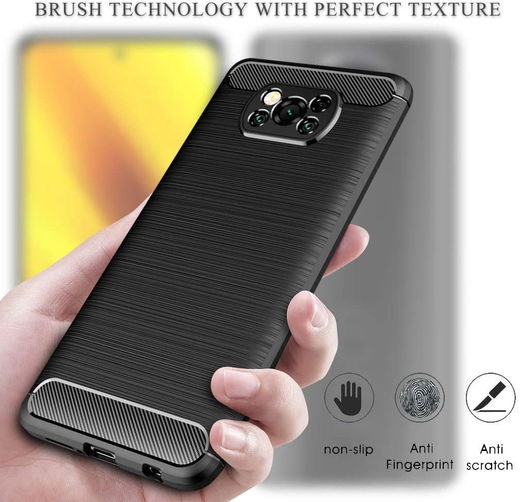 Xiaomi Poco X3/X3 Pro Hoesje Geborsteld TPU Flexibele Back Cover Zwart afbeelding 6