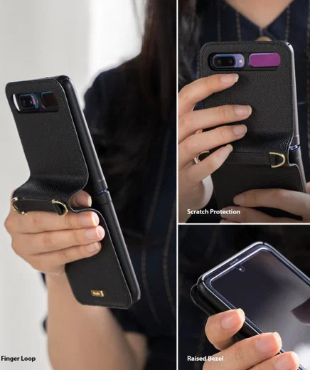 Ringke Folio Signature Samsung Galaxy Z Flip Hoesje met Koord Zwart afbeelding 5