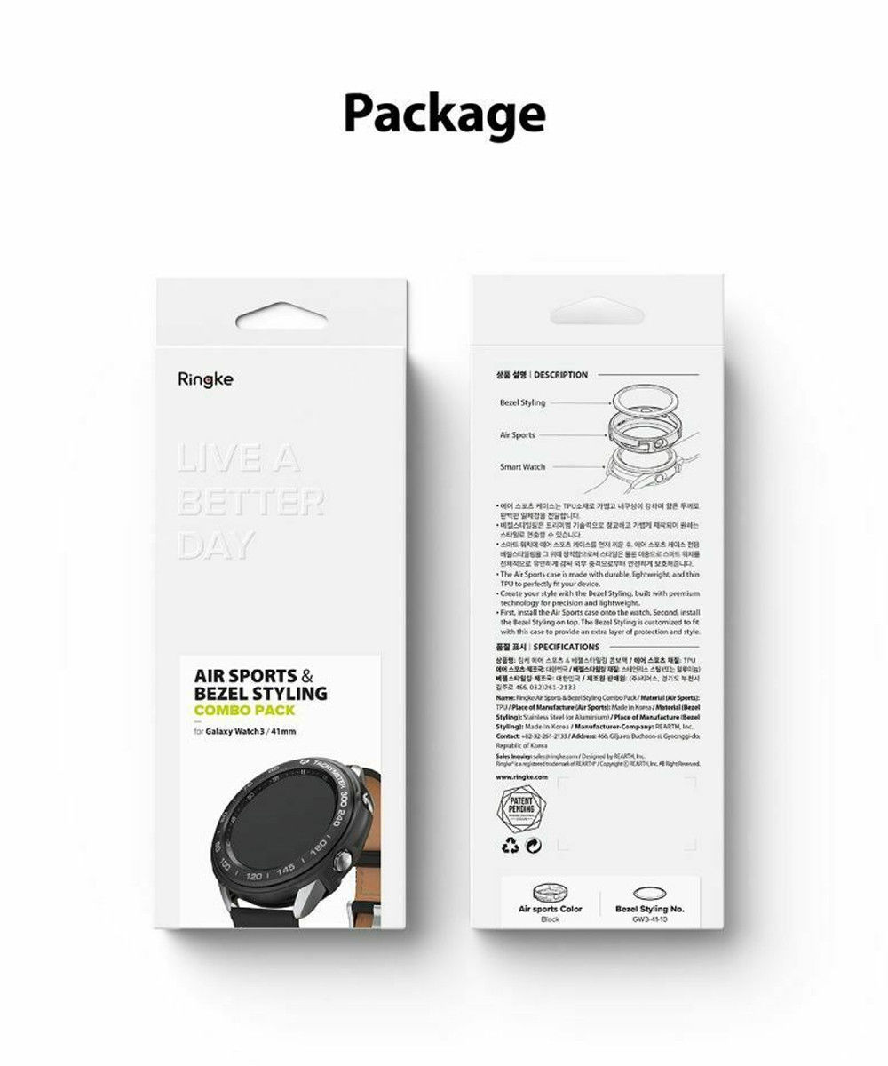 Ringke Air Sports Bezel Styling Galaxy Watch 3 41MM Combo Pack Zwart afbeelding 9