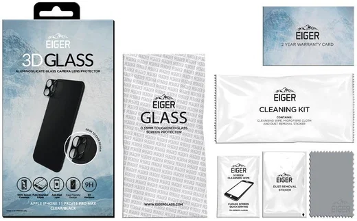 Eiger Apple iPhone 11 Pro / Pro Max Camera Protector Glass Gebogen afbeelding 5