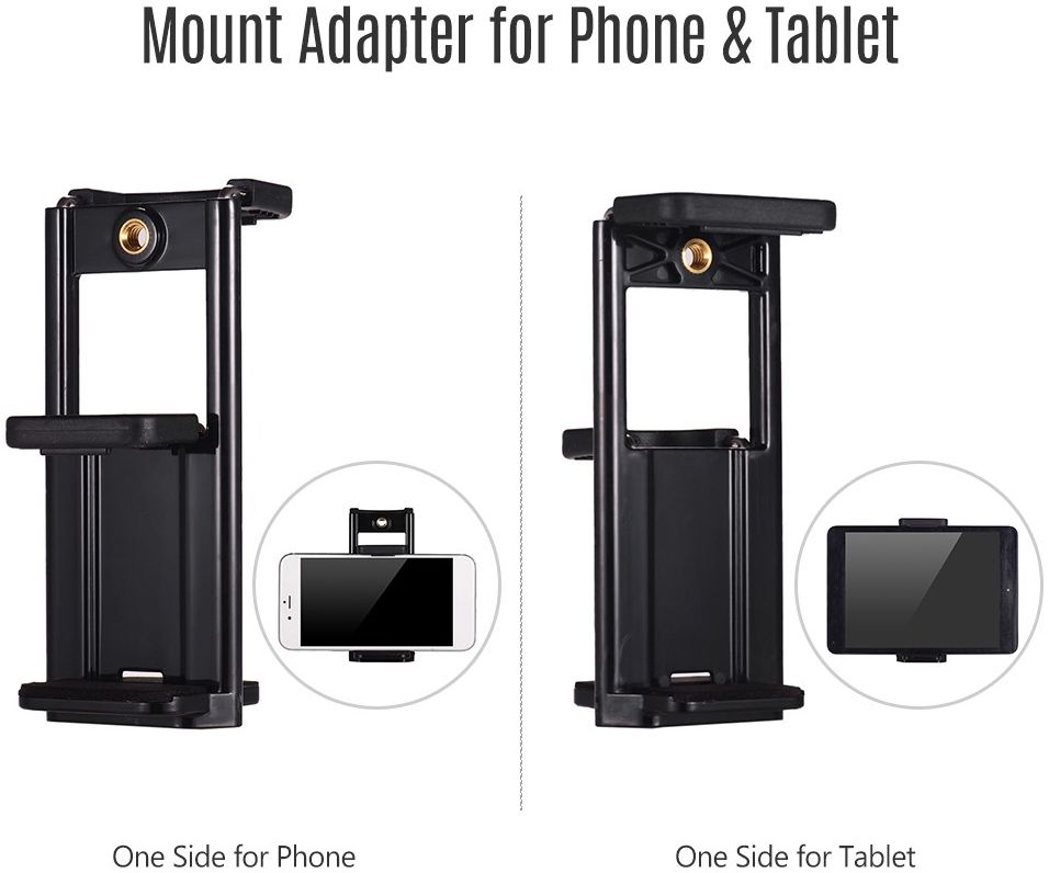 Telefoon en Tablet Houder Adapter voor Tripod en Selfiestick Zwart afbeelding 3