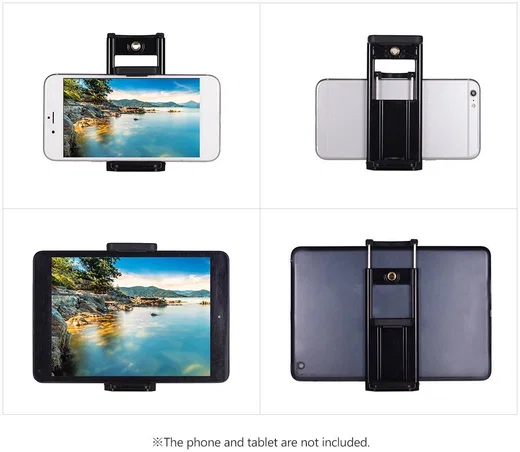 Telefoon en Tablet Houder Adapter voor Tripod en Selfiestick Zwart afbeelding 2