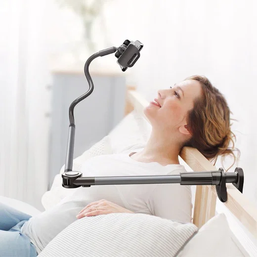 Baseus 360° Verstelbare Tablet en Telefoonhouder Bureau en Bed Grijs afbeelding 5