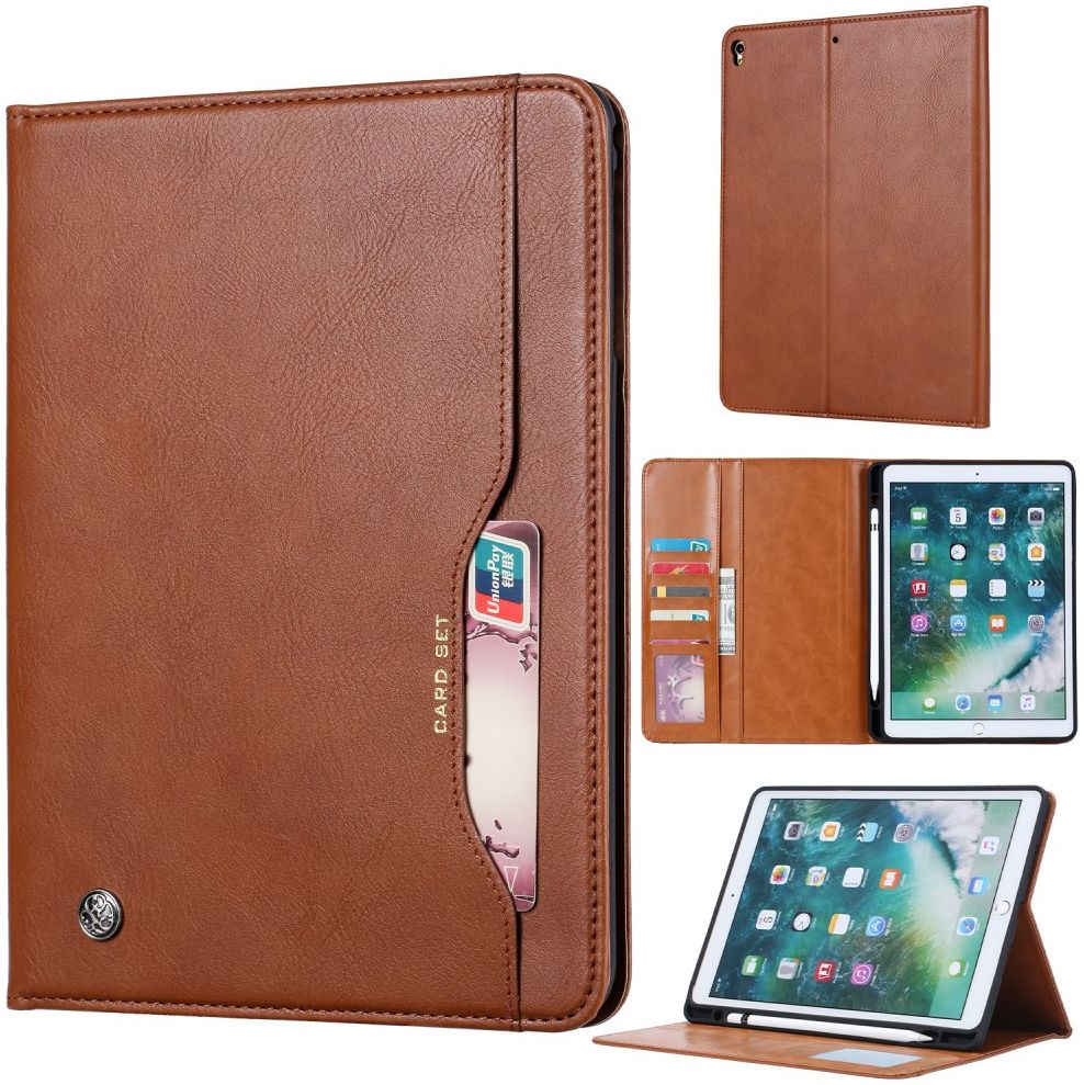 Apple iPad 10.2 2019 / 2020 / 2021 Portemonnee Tri-Fold Hoes Bruin afbeelding 6