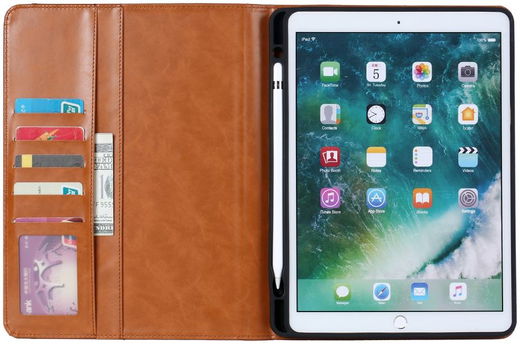 Apple iPad 10.2 2019 / 2020 / 2021 Portemonnee Tri-Fold Hoes Bruin afbeelding 3