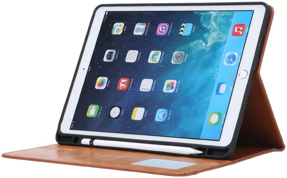 Apple iPad 10.2 2019 / 2020 / 2021 Portemonnee Tri-Fold Hoes Bruin afbeelding 5
