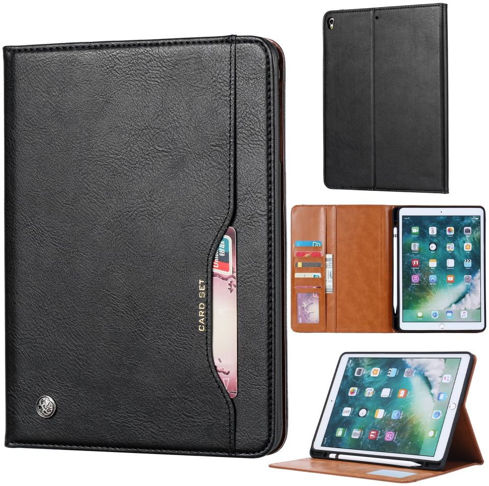 Apple iPad 10.2 2019 / 2020 / 2021 Portemonnee Tri-Fold Hoes Zwart afbeelding 3