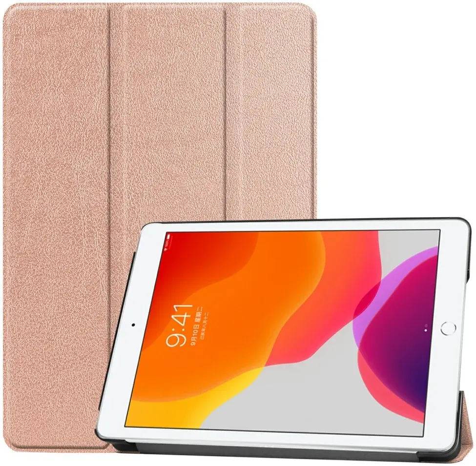 Apple iPad 10.2 (2021/2020/2019) Hoes Tri-Fold Book Case Roze afbeelding 1