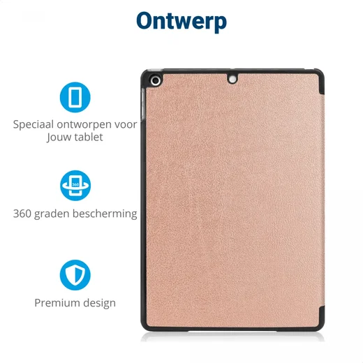 Apple iPad 10.2 (2021/2020/2019) Hoes Tri-Fold Book Case Roze afbeelding 3